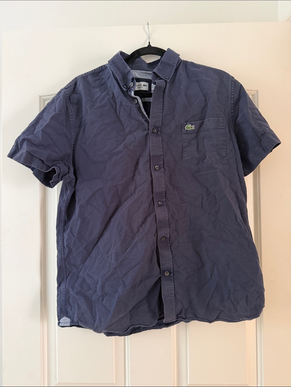 Lacoste Men’s Short-Sleeve Button-Down Shirt - Navy Blue